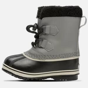SOREL Youth YOOT PAC TP Fur Lined Waterproof Boots Quarry/Black YTH 12